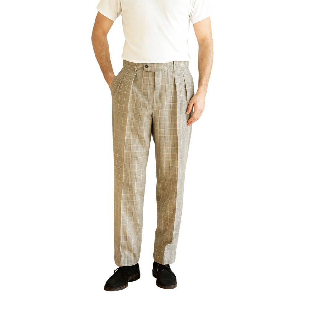 J. Crew Vintage 90's Plaid Wool Pleated Trousers